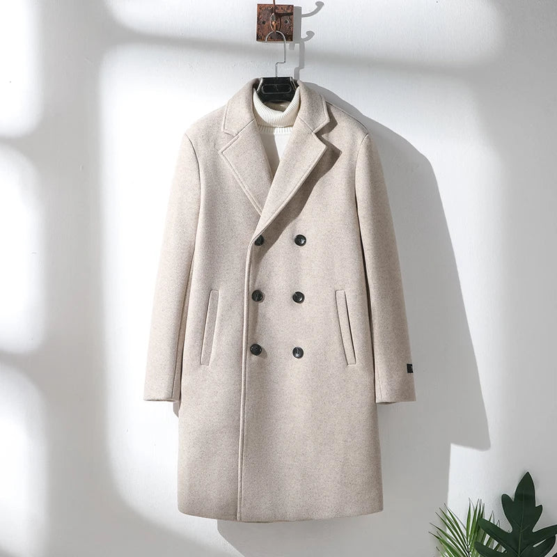 Men double-breasted trench coat