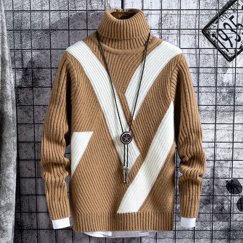 Casual splicing men's sweater.