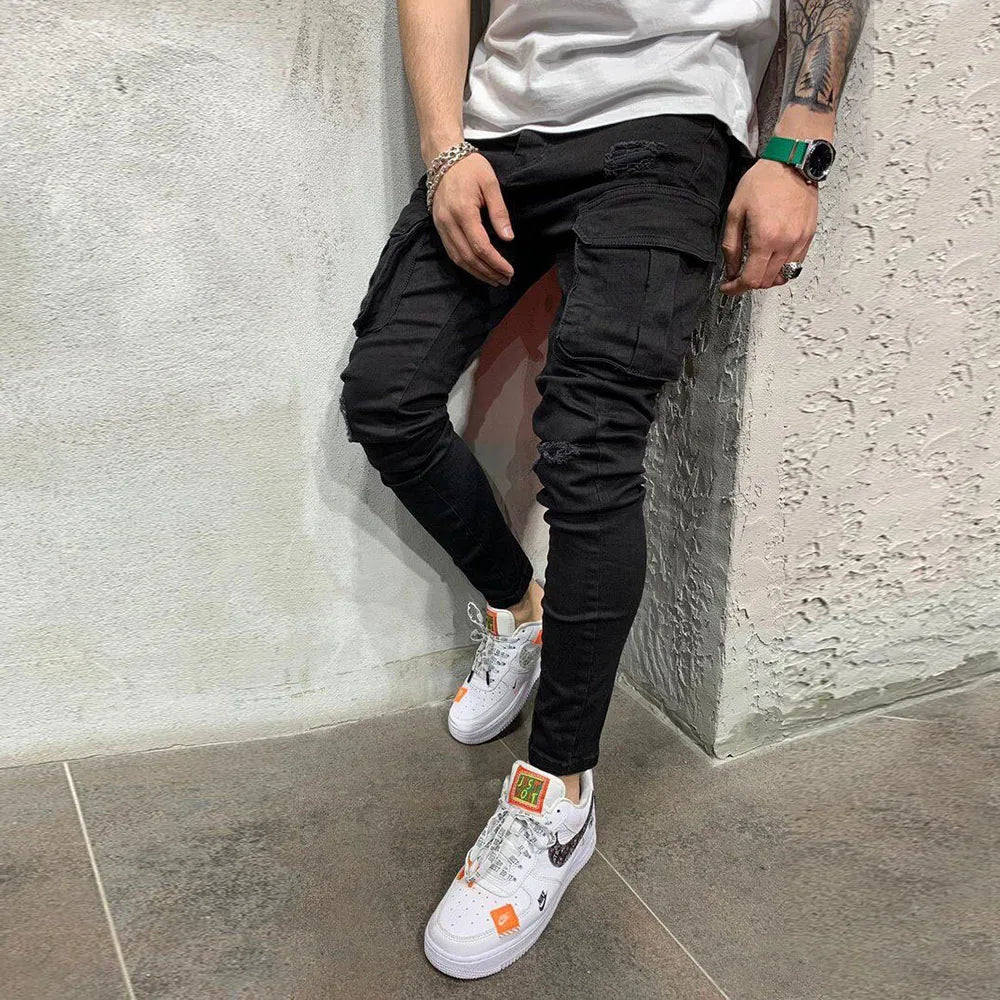 Mens Stretchy Skinny Ripped Jeans