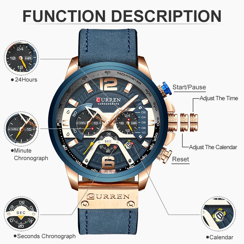 CURREN Luxury Brand Men Analog Leather Watches