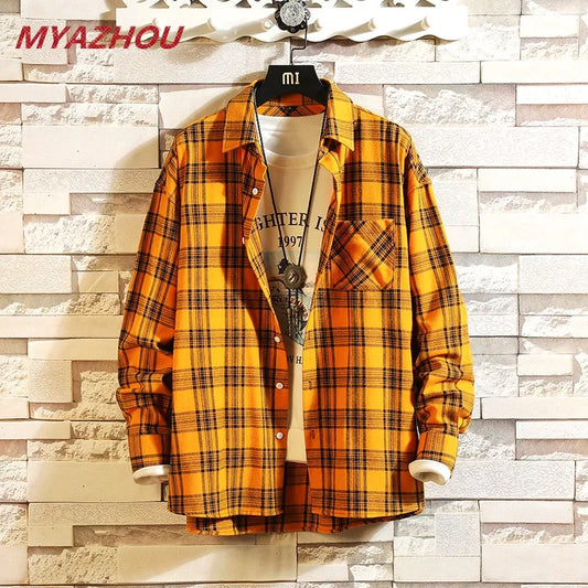 Men's Long-Sleeved Plaid Shirt