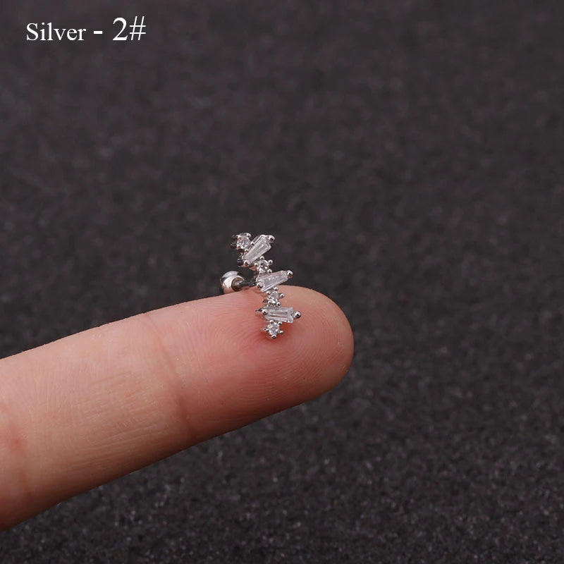 Rose Curved CZ Cartilage Stud