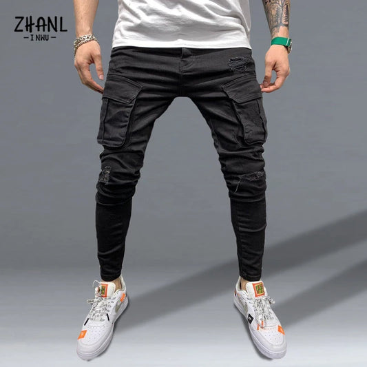 Mens Stretchy Skinny Ripped Jeans