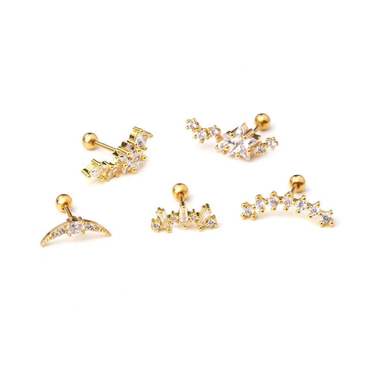 Rose Curved CZ Cartilage Stud