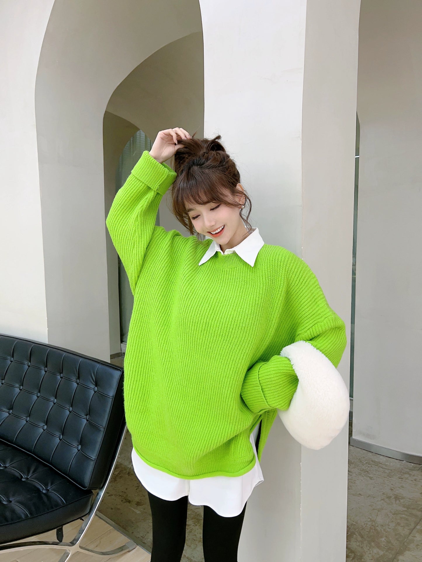 Official Flagship Authentic Idle Style round Neck Knitted Sweater