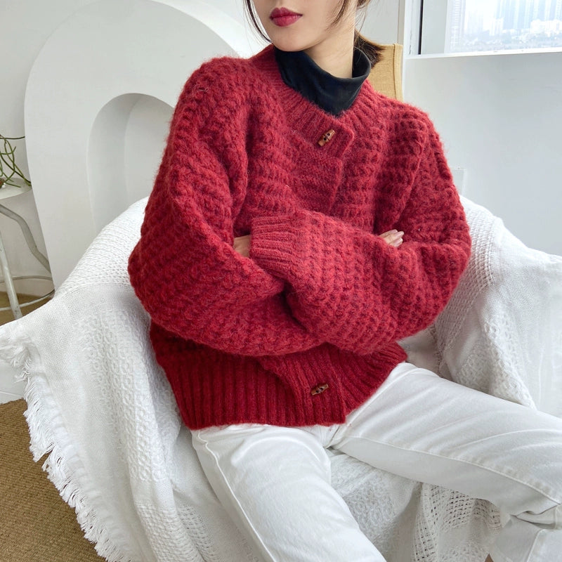 Korean Style Loose Retro Japanese Style Knitting Christmas Cardigan