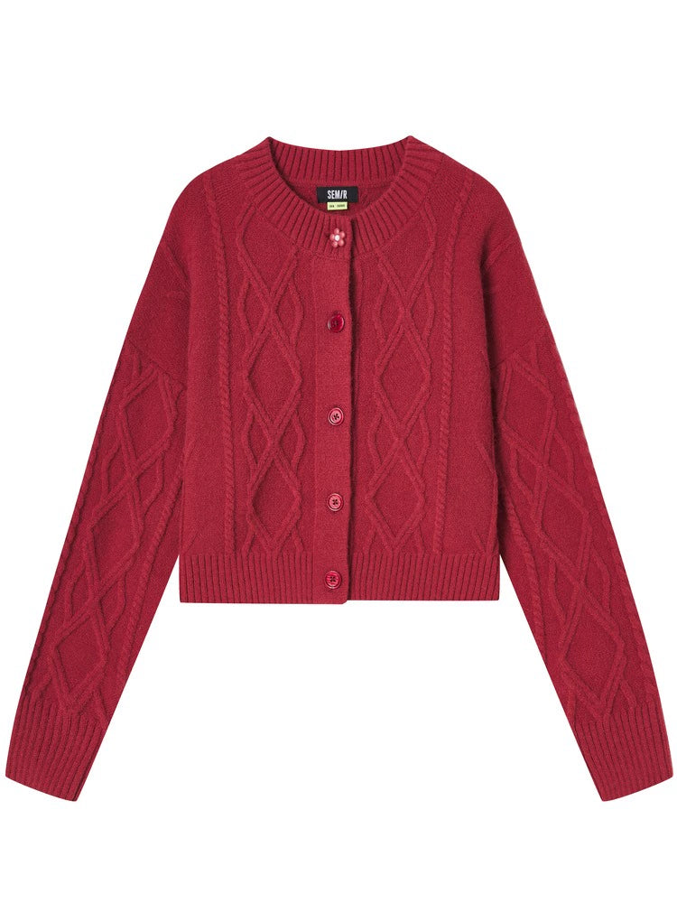 Senma off-Shoulder Cardigan Winter Girls' Christmas Sweater