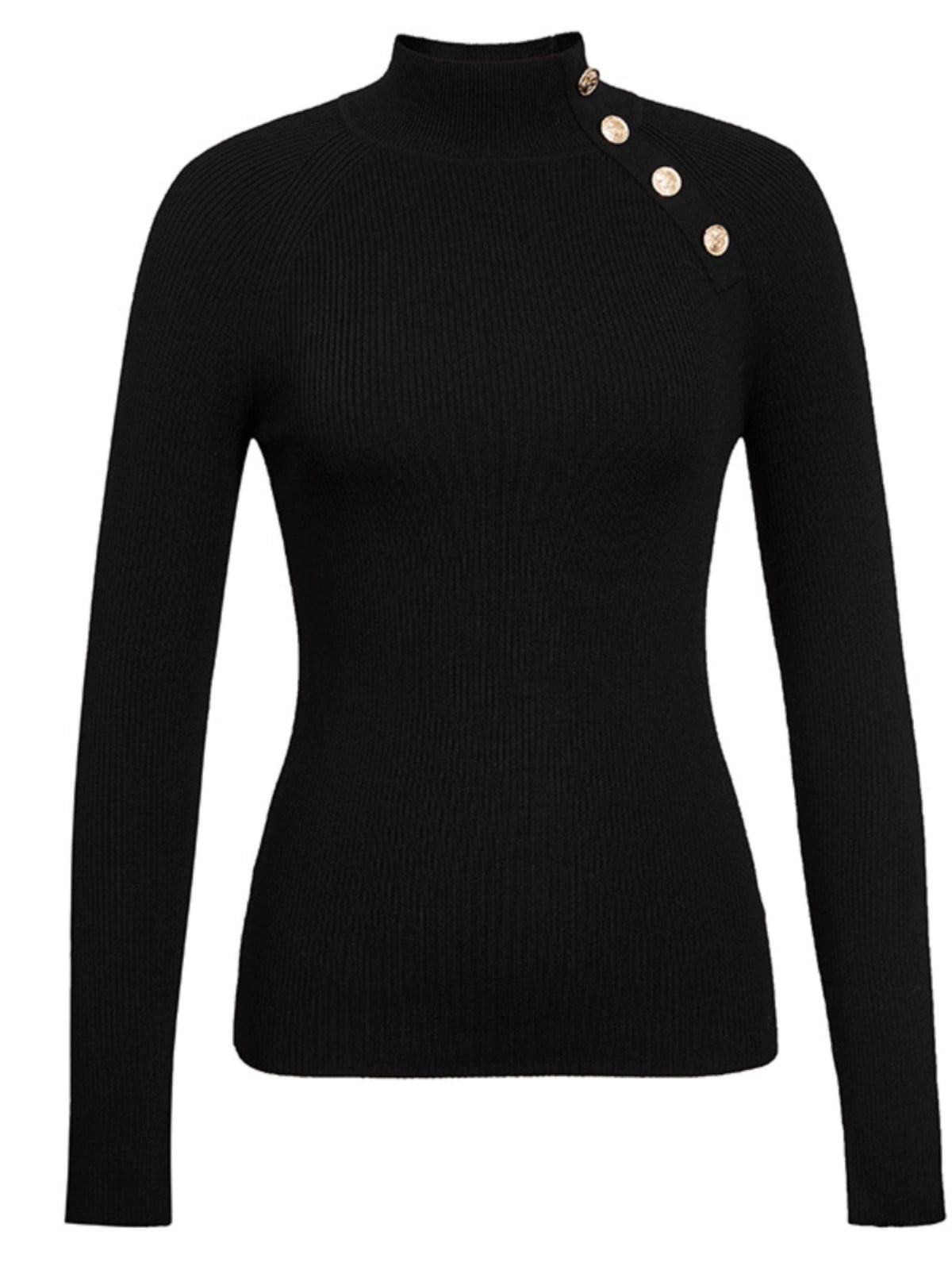 Pin Girdear New Black Wool Semi-High Collar Metal Buckle