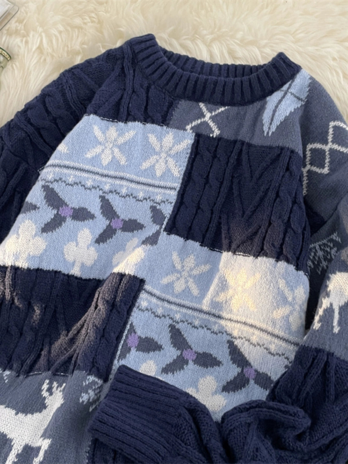 Lazy Fleece-lined Thickened Japanese-Style Retro Couple Sweater