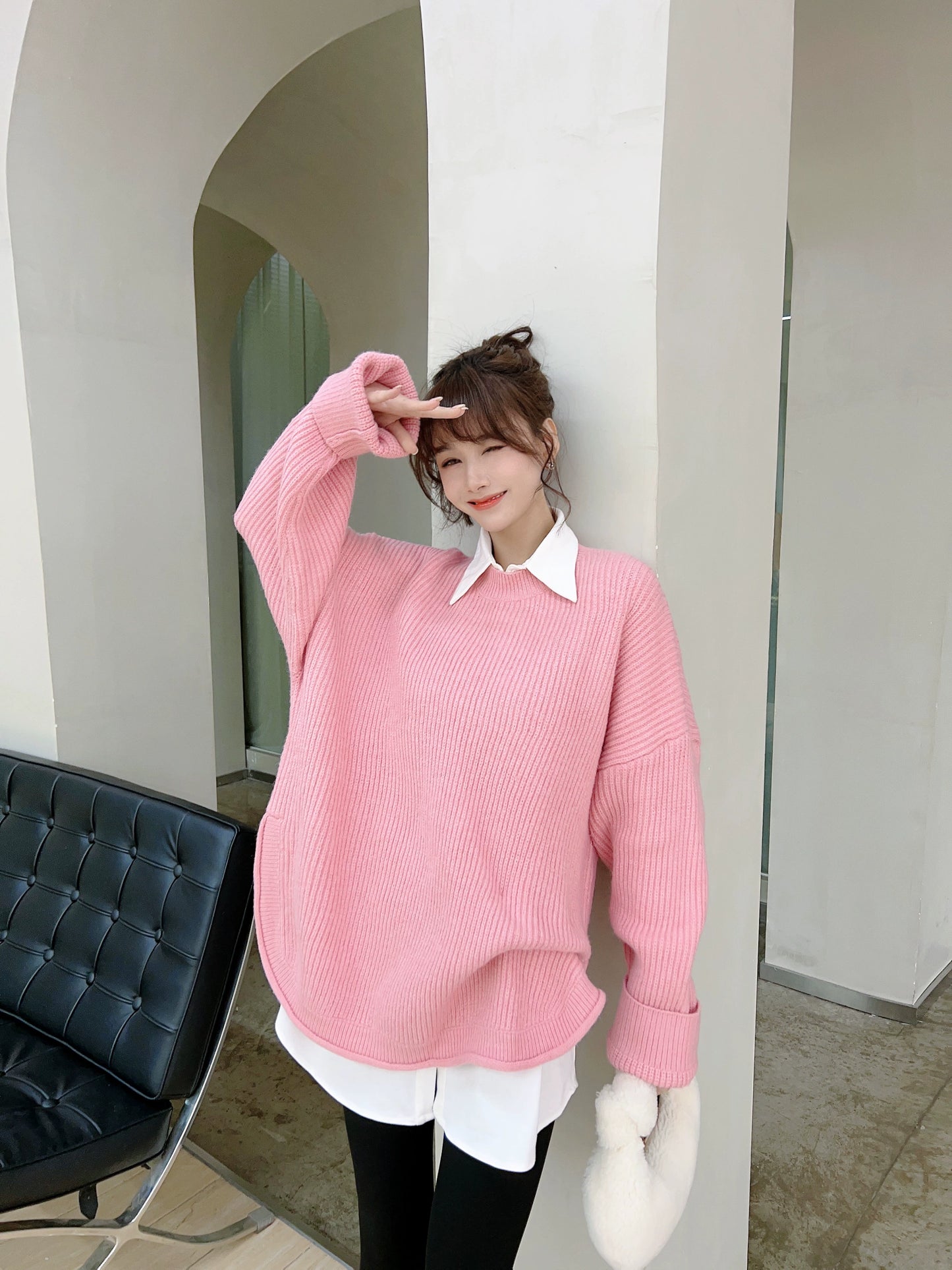 Official Flagship Authentic Idle Style round Neck Knitted Sweater