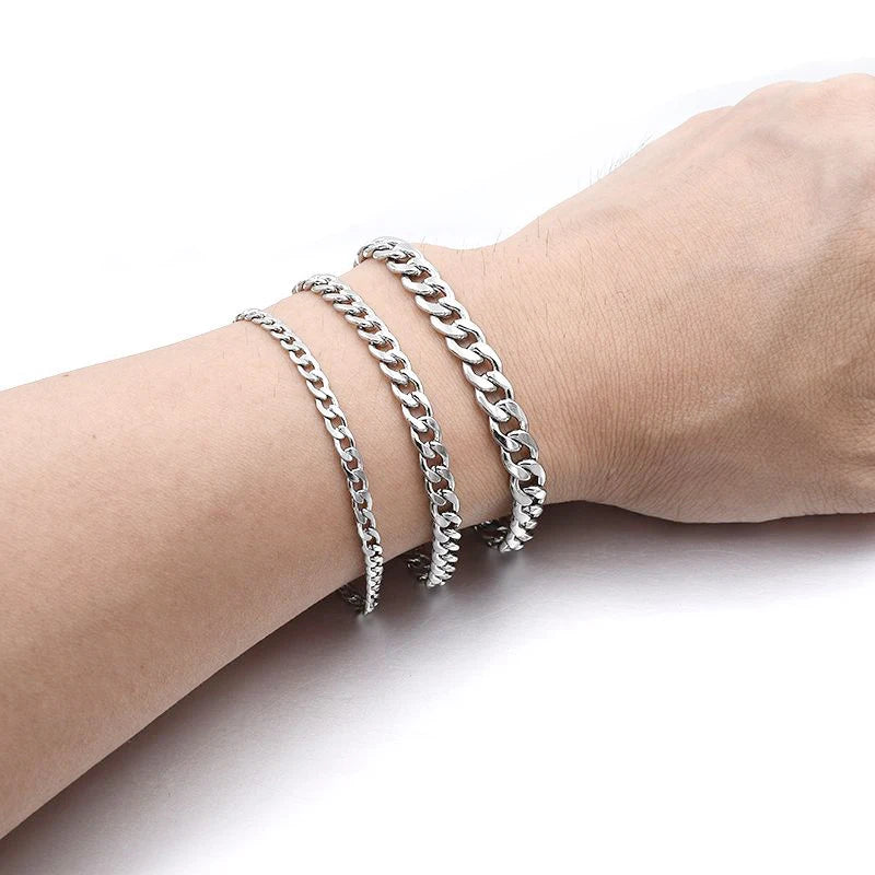 Fashion  Unisex Stainless Steel Curb Cuban Chain Bracelet