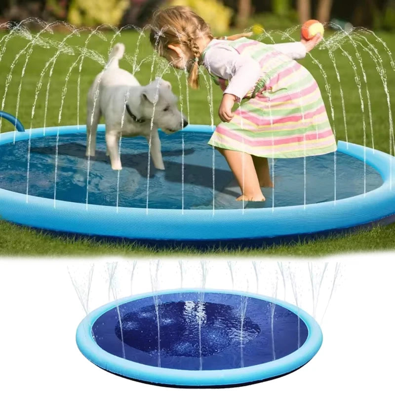 100/150/200cm Summer Pet Spray Pad Folding Inflatable Swimming Pool for Dogs Kids Outdoor Interactive Fountain Toys