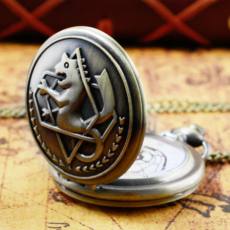 Fullmetal Alchemist Quartz  Pocket Watch Cosplay Clock Design Pendant Necklace