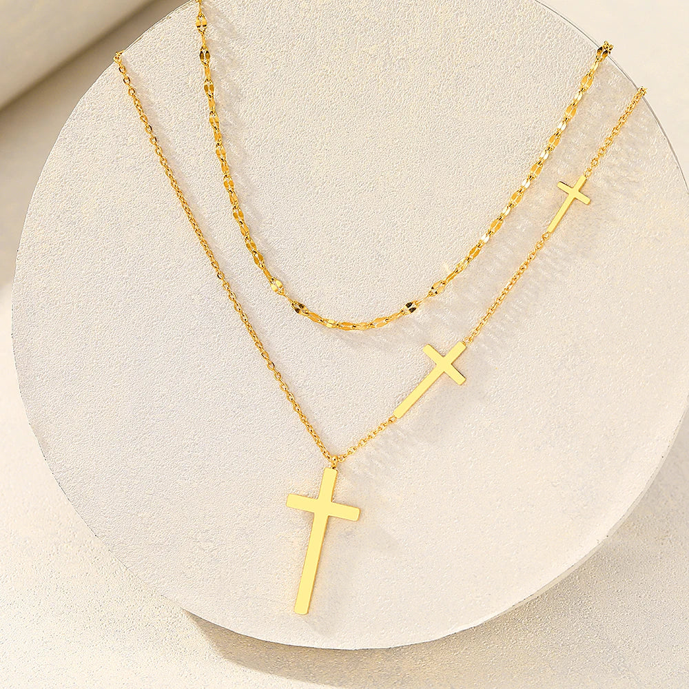 Stainless Steel Cross Pendant Choker