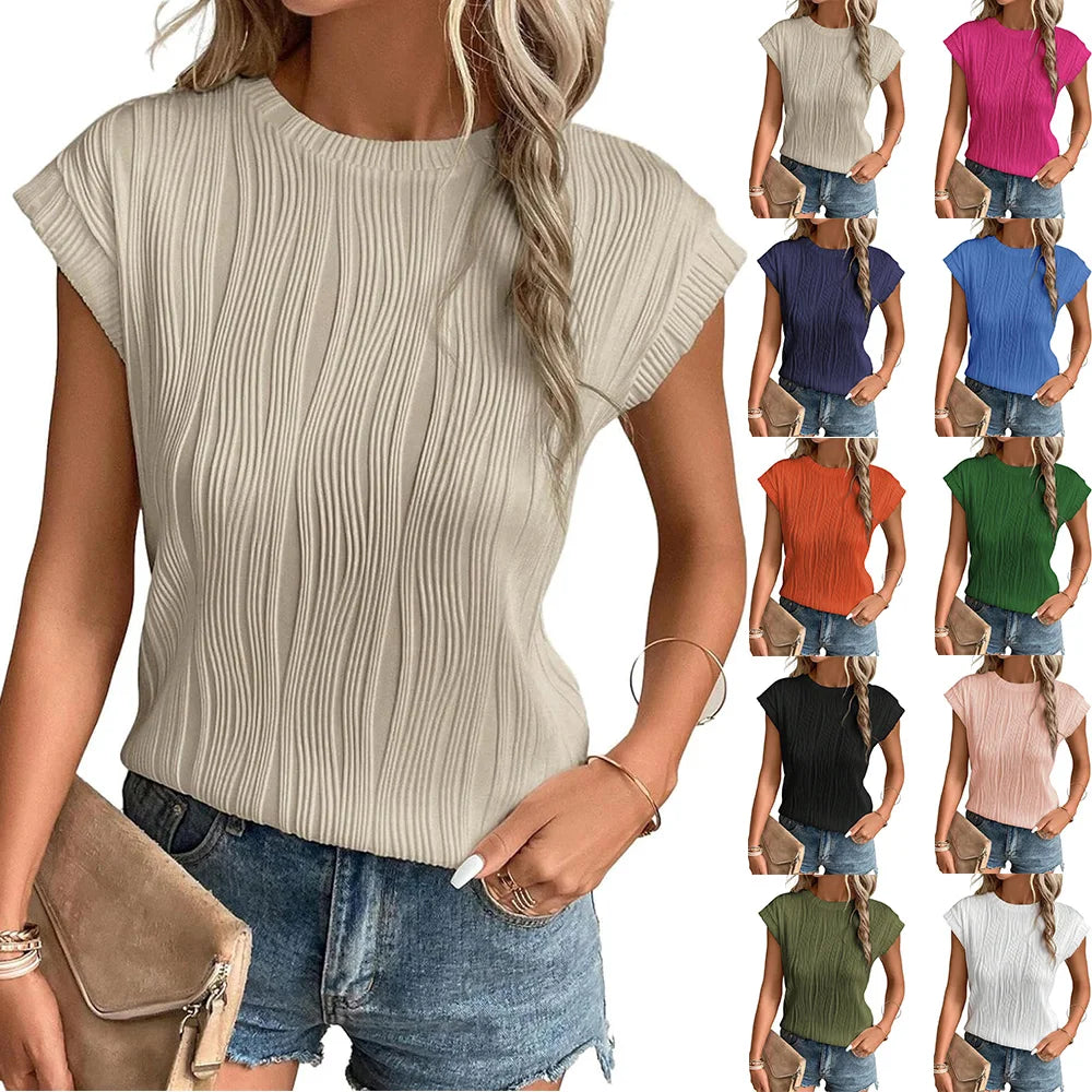 Women's Short Sleeve Textured Top