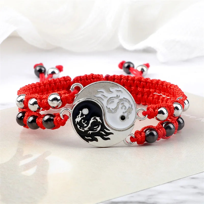 Unisex Dragon Tai Chi Gossip Braided Bracelet