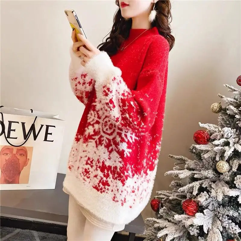 Female Winter Korean Round Neck Pullover