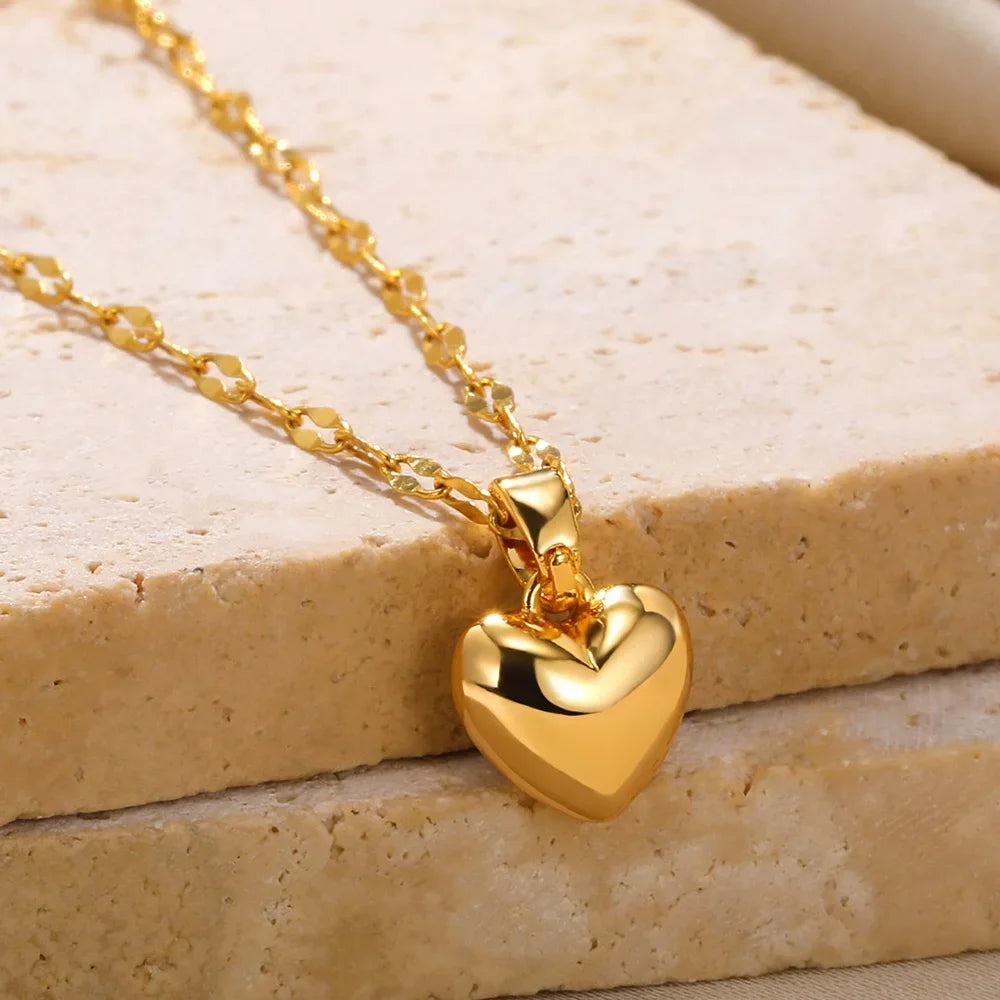 Women Girls Heart Pendant Necklaces Choker