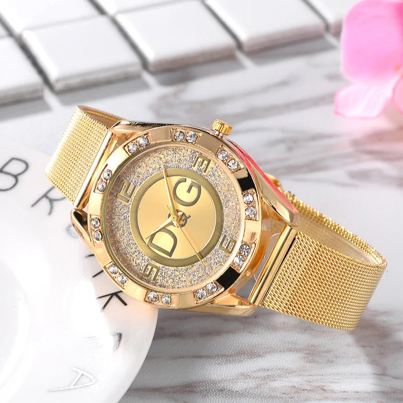 Luxury DQG Stainless Steel Crystal Quartz Female Watch