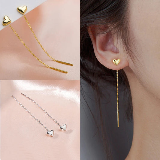 LATS Trend Long Wire Tassel Thread Chain Drop earrings