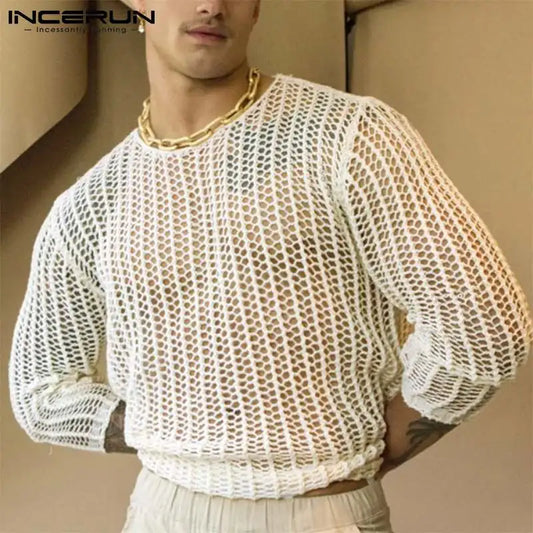 INCERUN Men Mesh T Shirt