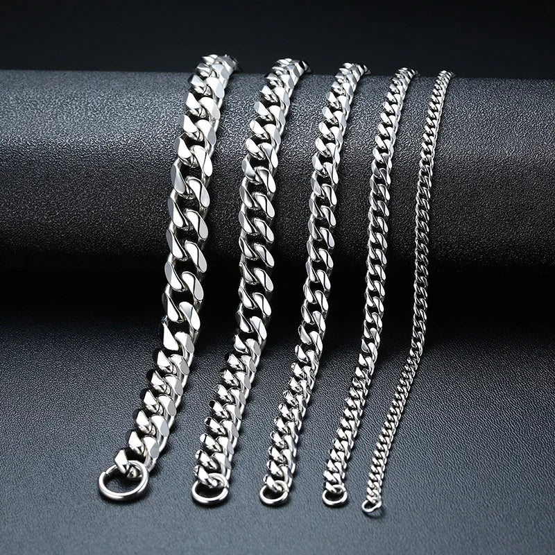 Vnox Stainless Steel Curb Cuban Link Chain Bracelets