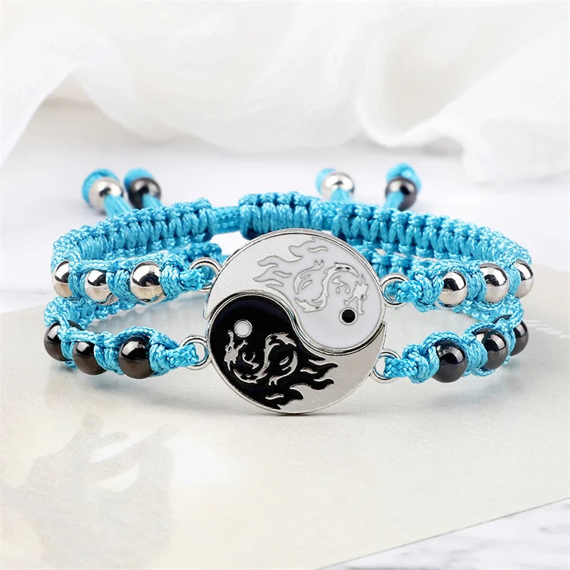 Unisex Dragon Tai Chi Gossip Braided Bracelet