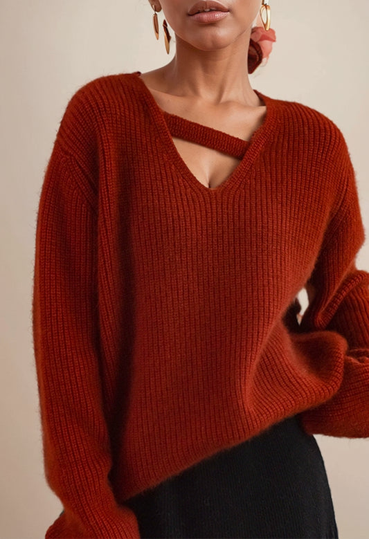 Lazy Soft Glutinous Red Neckline Top