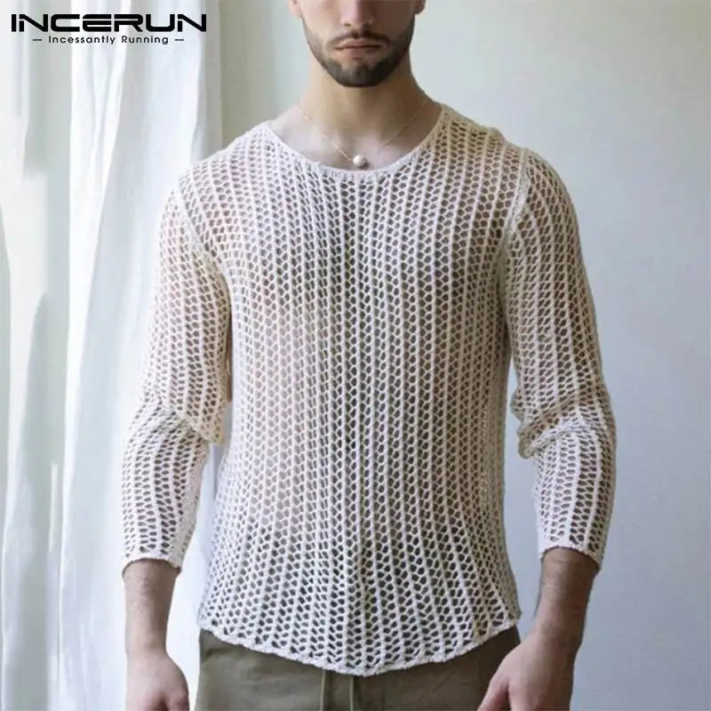 INCERUN Men Mesh T Shirt