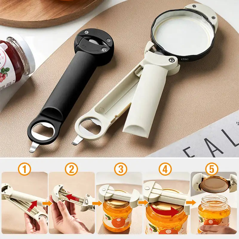 Multifunctional retractable bottle/jar opener