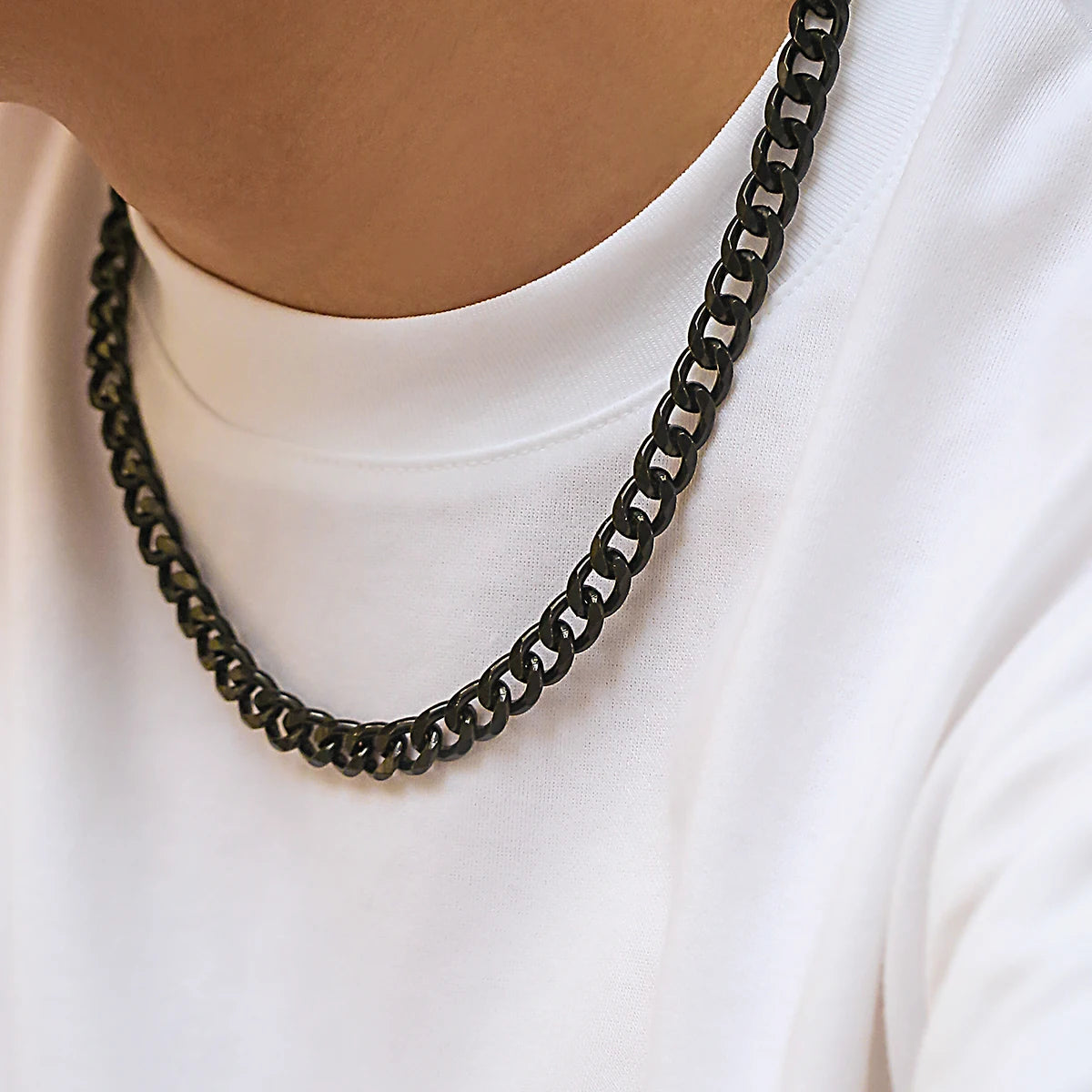 KunJoe Simple Cuban Chain Necklace