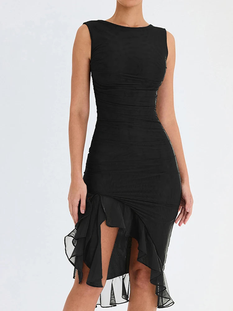 Sexy Ruffle Ruched Dress