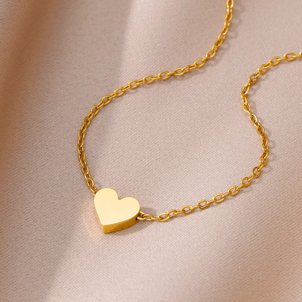 Women Girls Heart Pendant Necklaces Choker