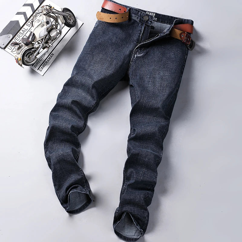 Casual Straight Stretch Classic Denim Trousers Male WTHINLEE Brand Clothing Size 28-40