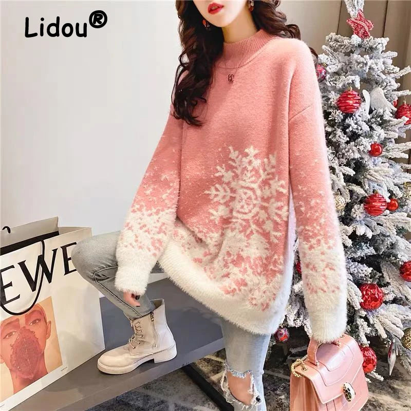 Female Winter Korean Round Neck Pullover