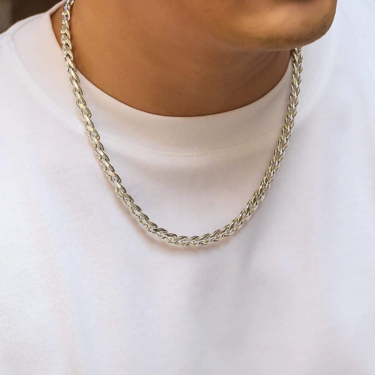 KunJoe Simple Cuban Chain Necklace