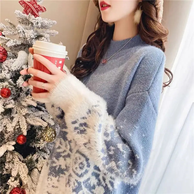 Female Winter Korean Round Neck Pullover