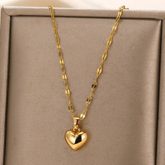 Women Girls Heart Pendant Necklaces Choker