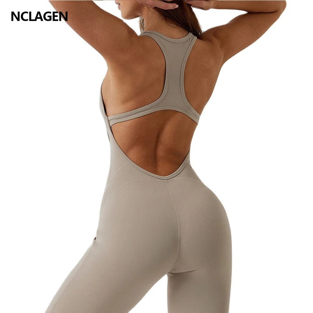 NCLAGEN GYM Romper Backless Set Fitness Bodysuit