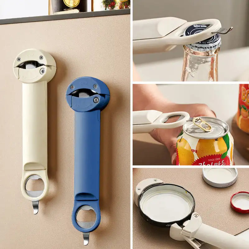 Multifunctional retractable bottle/jar opener