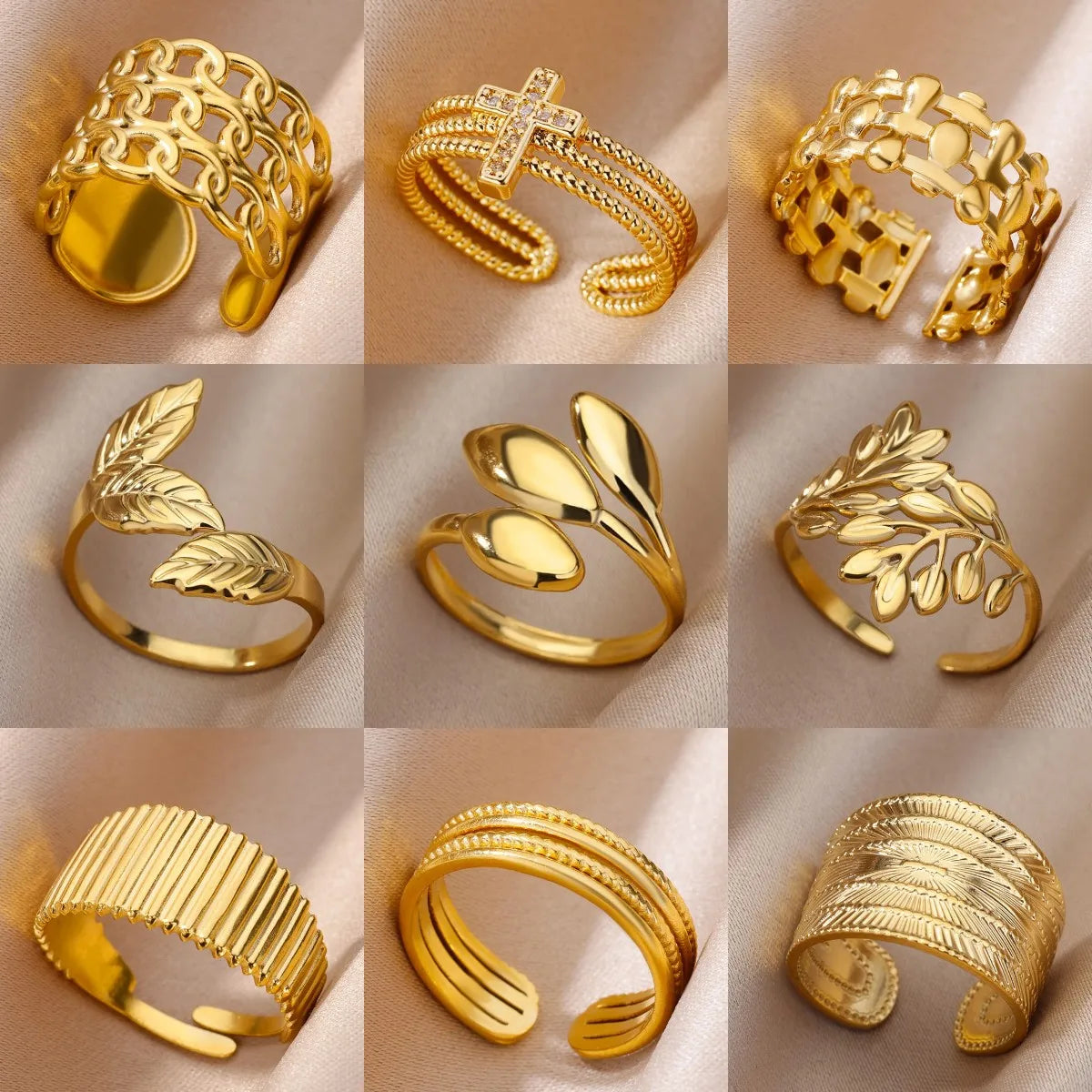 Unisex Stainless Steel Gold Color Rings