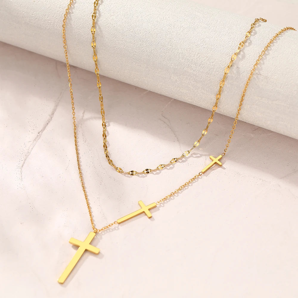 Stainless Steel Cross Pendant Choker