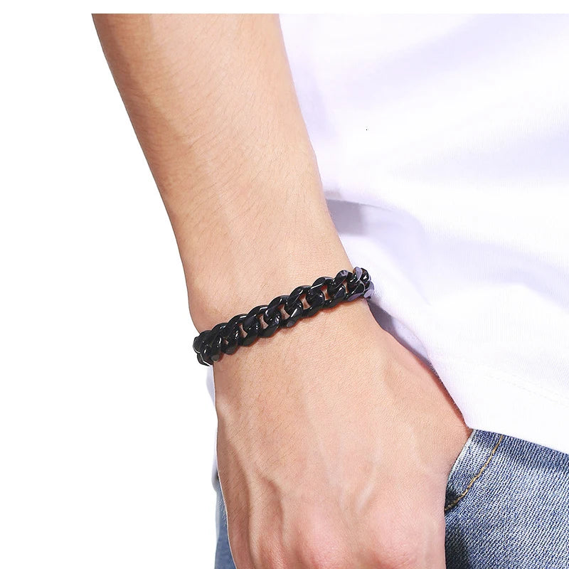 Fashion  Unisex Stainless Steel Curb Cuban Chain Bracelet