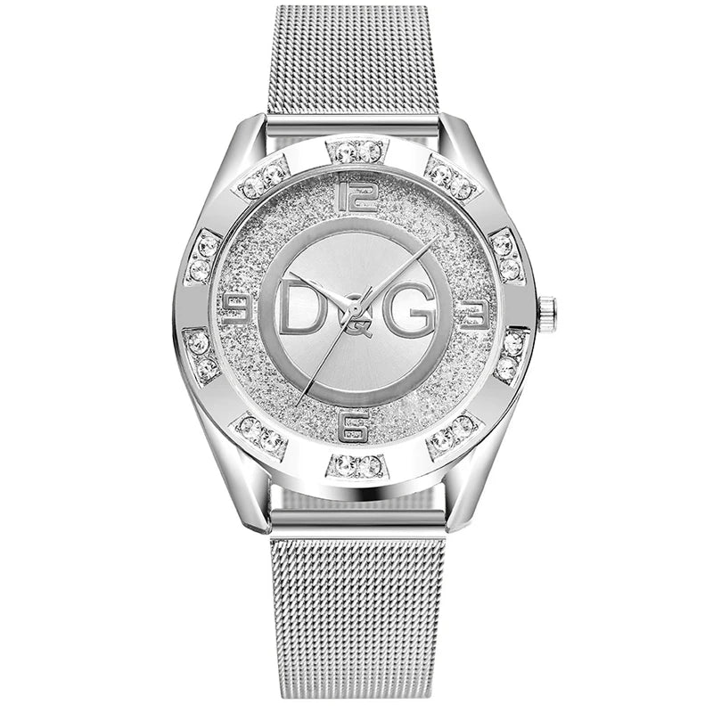 Luxury DQG Stainless Steel Crystal Quartz Female Watch