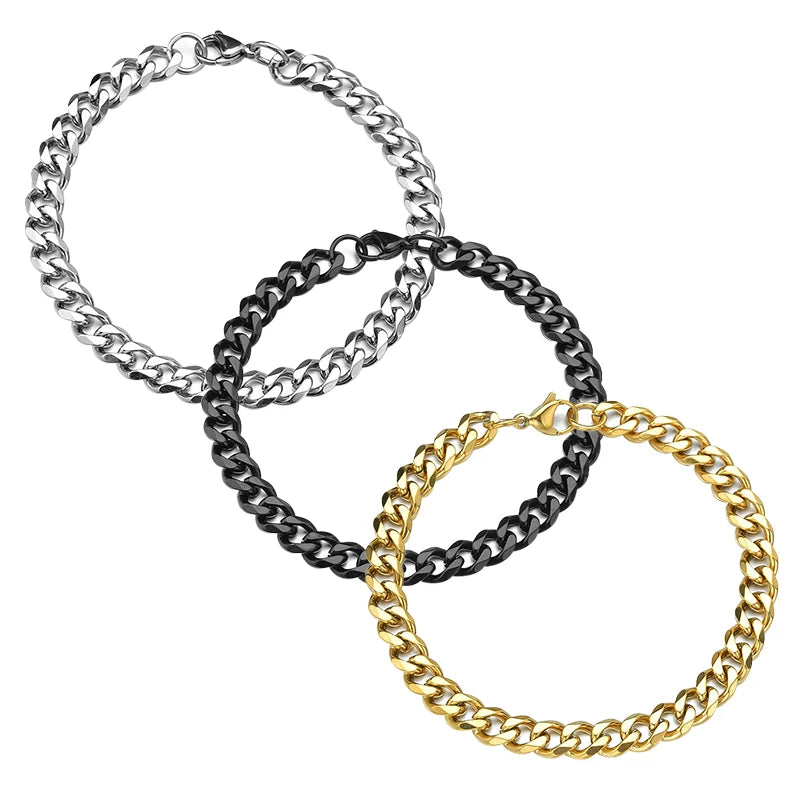 Fashion  Unisex Stainless Steel Curb Cuban Chain Bracelet