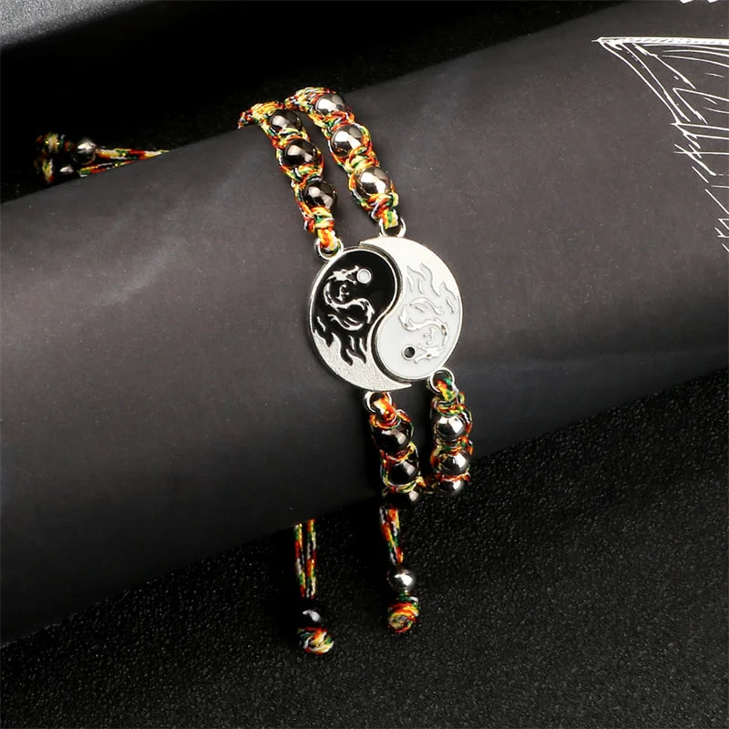 Unisex Dragon Tai Chi Gossip Braided Bracelet