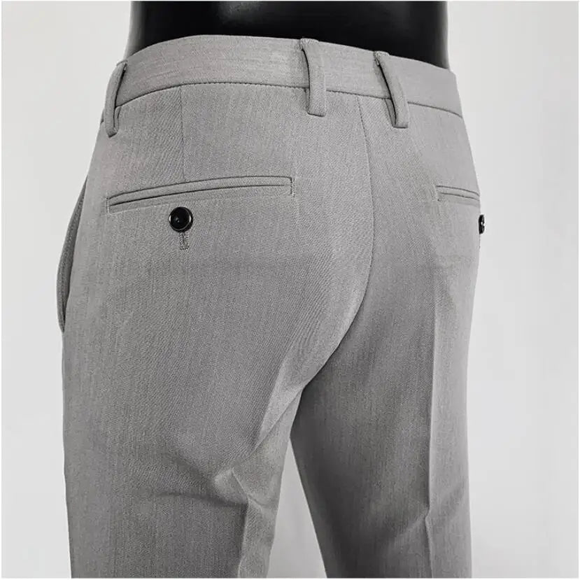 Men British High Waist Straight Pants