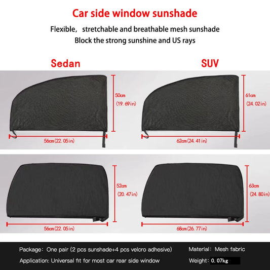 2PCS Sedan/SUV Car Sun Shade Styling Accessories Auto UV Protect Curtain Side Window Sunshade Mesh Sun Visor Protection Films