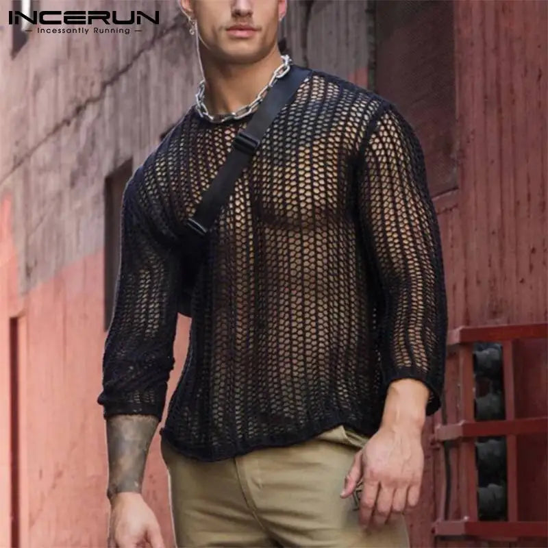 INCERUN Men Mesh T Shirt