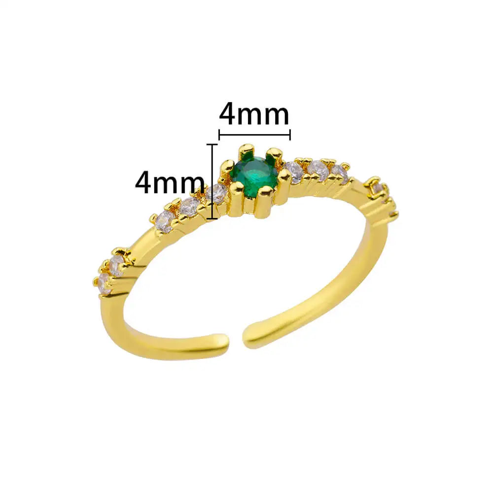 Tiny Green Zircon Round Ring